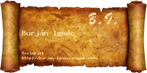 Burján Ignác névjegykártya